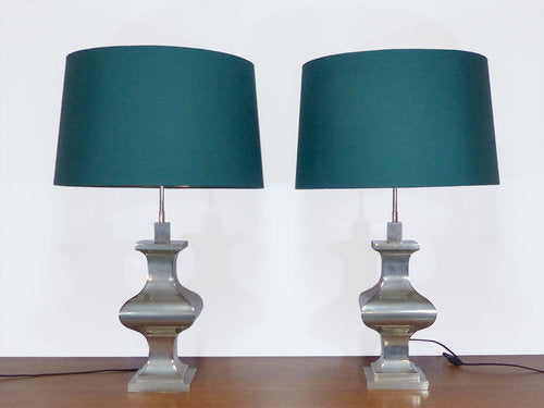 PAIR OF VINTAGE CHROME NEOCLASSIC LAMPS