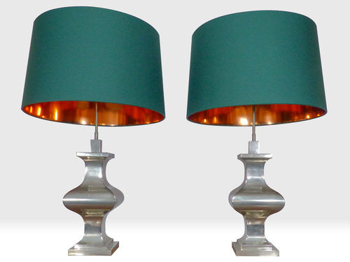 PAIR OF VINTAGE CHROME NEOCLASSIC LAMPS