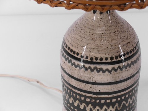 VINTAGE CERAMIC AND RATTAN LAMP - SUZY REICHENSHAMMER