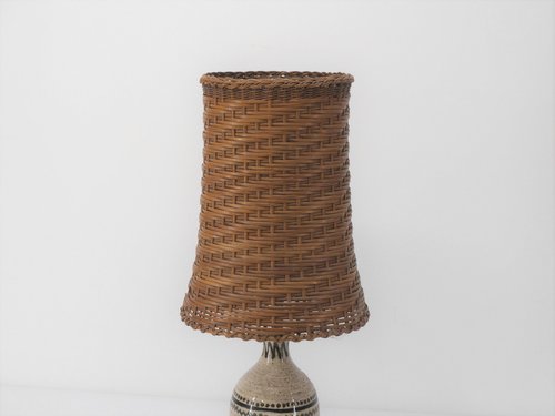 VINTAGE CERAMIC AND RATTAN LAMP - SUZY REICHENSHAMMER