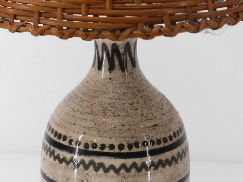 VINTAGE CERAMIC AND RATTAN LAMP - SUZY REICHENSHAMMER