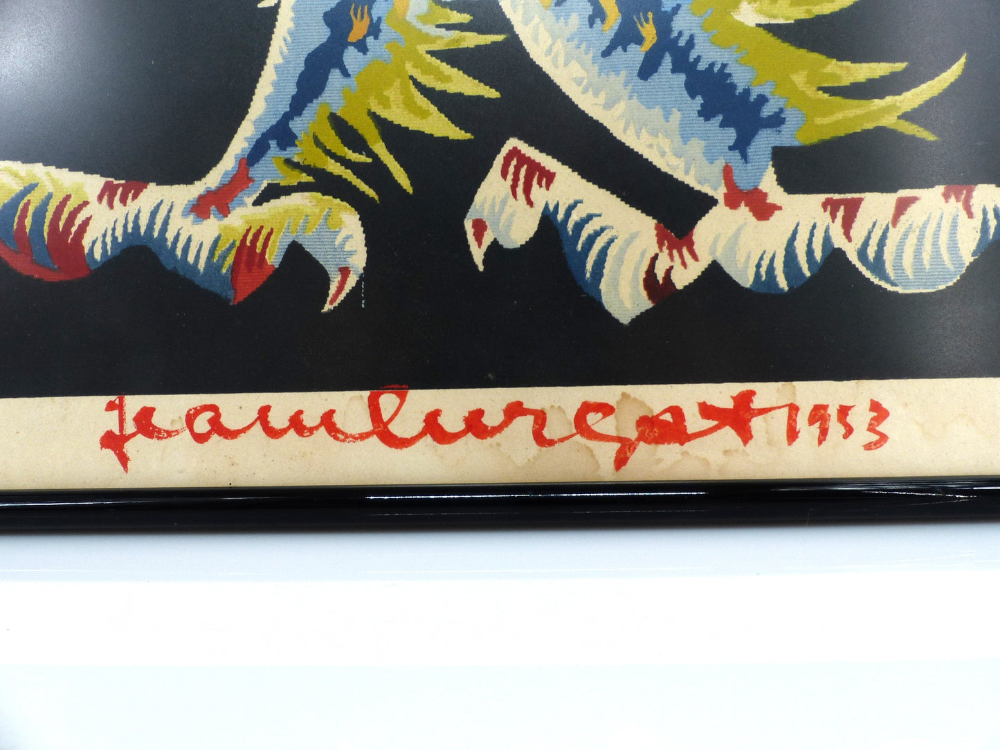 Lithographie originale signée à la main, Jean Lurçat, "Coq stylisé", 1953