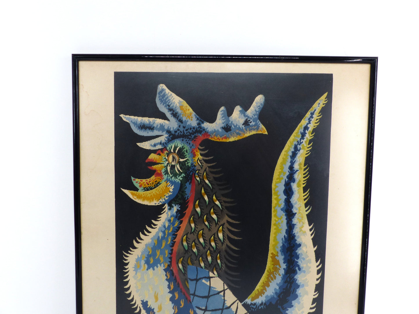 Lithographie originale signée à la main, Jean Lurçat, "Coq stylisé", 1953