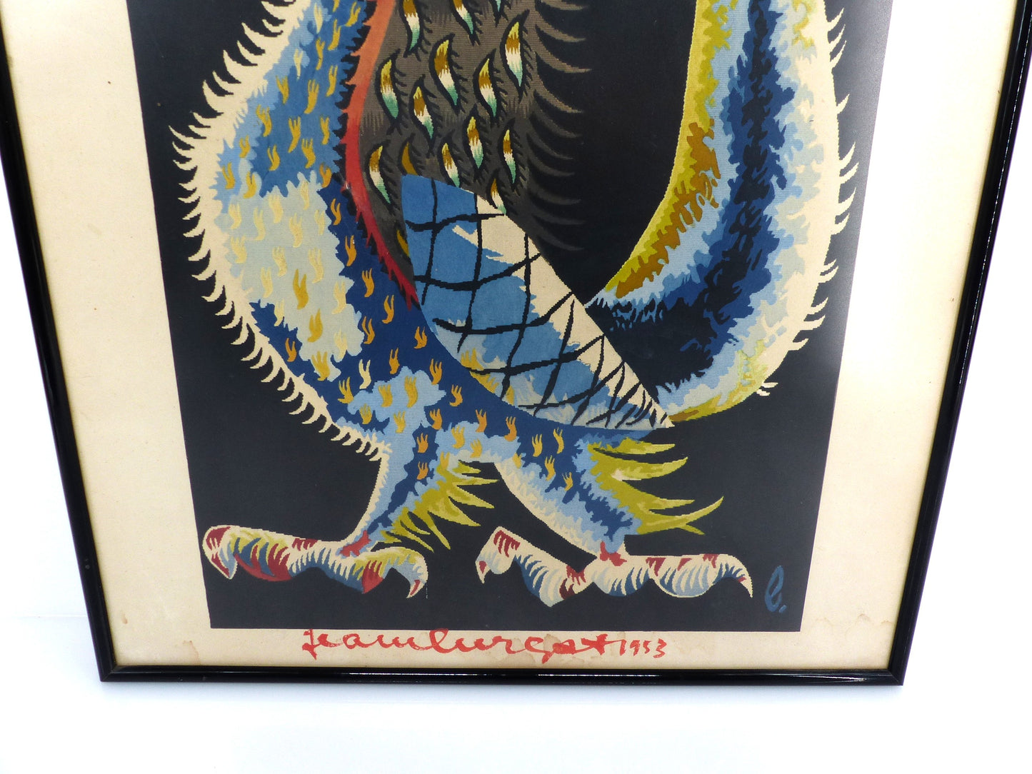 Lithographie originale signée à la main, Jean Lurçat, "Coq stylisé", 1953