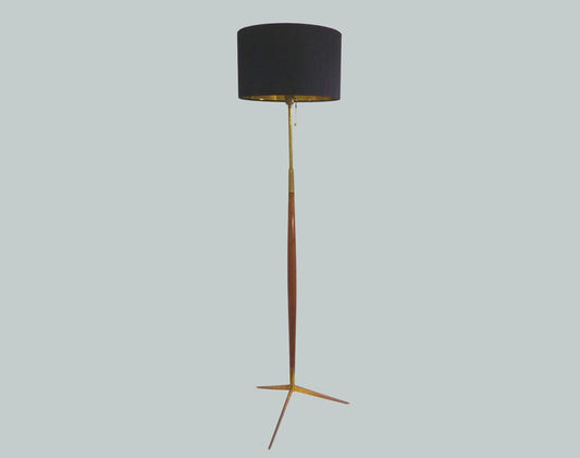 Vintage Floor Lamp Lunel in Brass and Wood