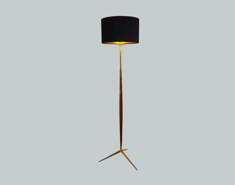 Vintage Floor Lamp Lunel in Brass and Wood