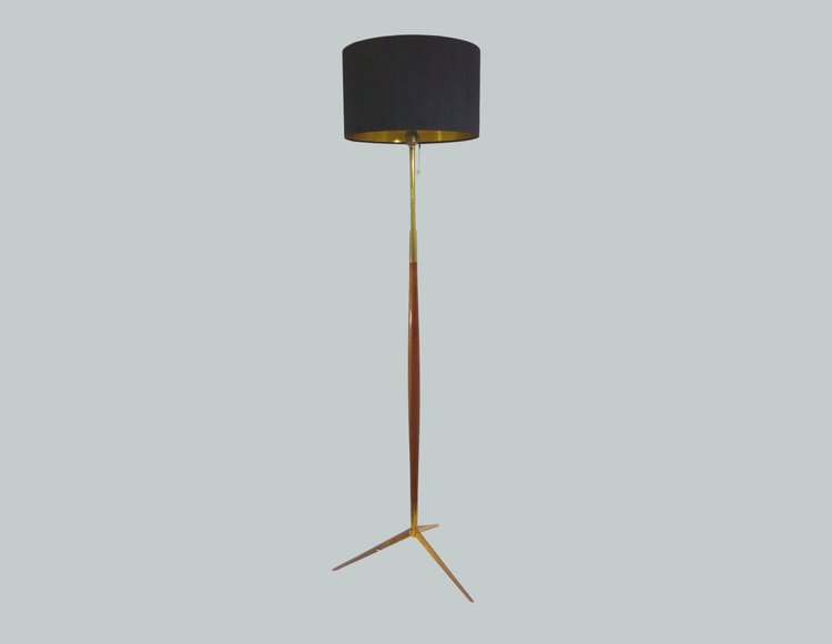 Vintage Floor Lamp Lunel in Brass and Wood