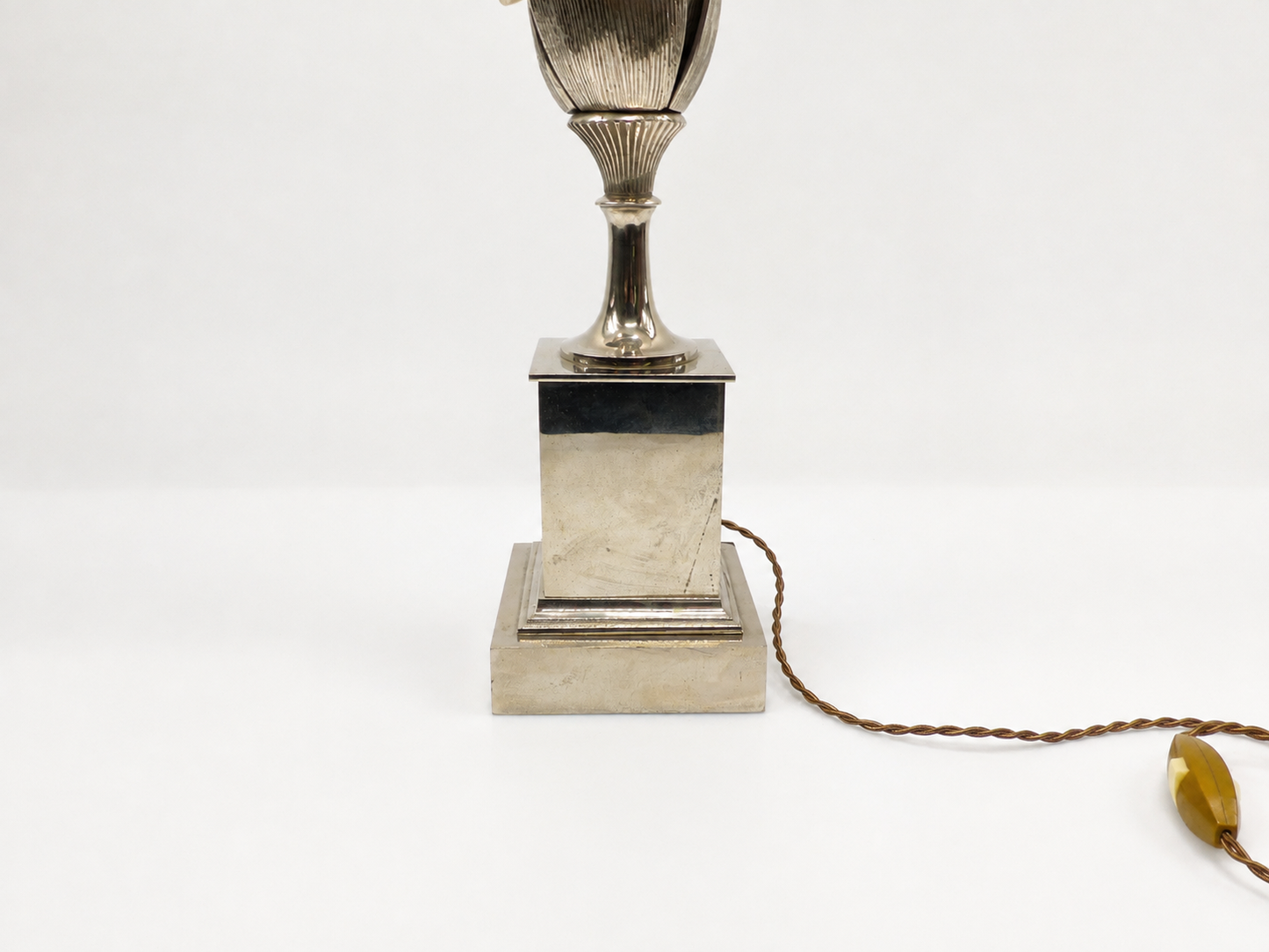 Pied de lampe Épis de maïs Maison Charles en bronze argenté et bronze doré France 1970