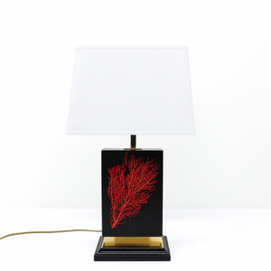 Maison Le Dauphin – “Caraïbes” Table Lamp with Red Gorgonian Inclusion – France, 1970s–80s