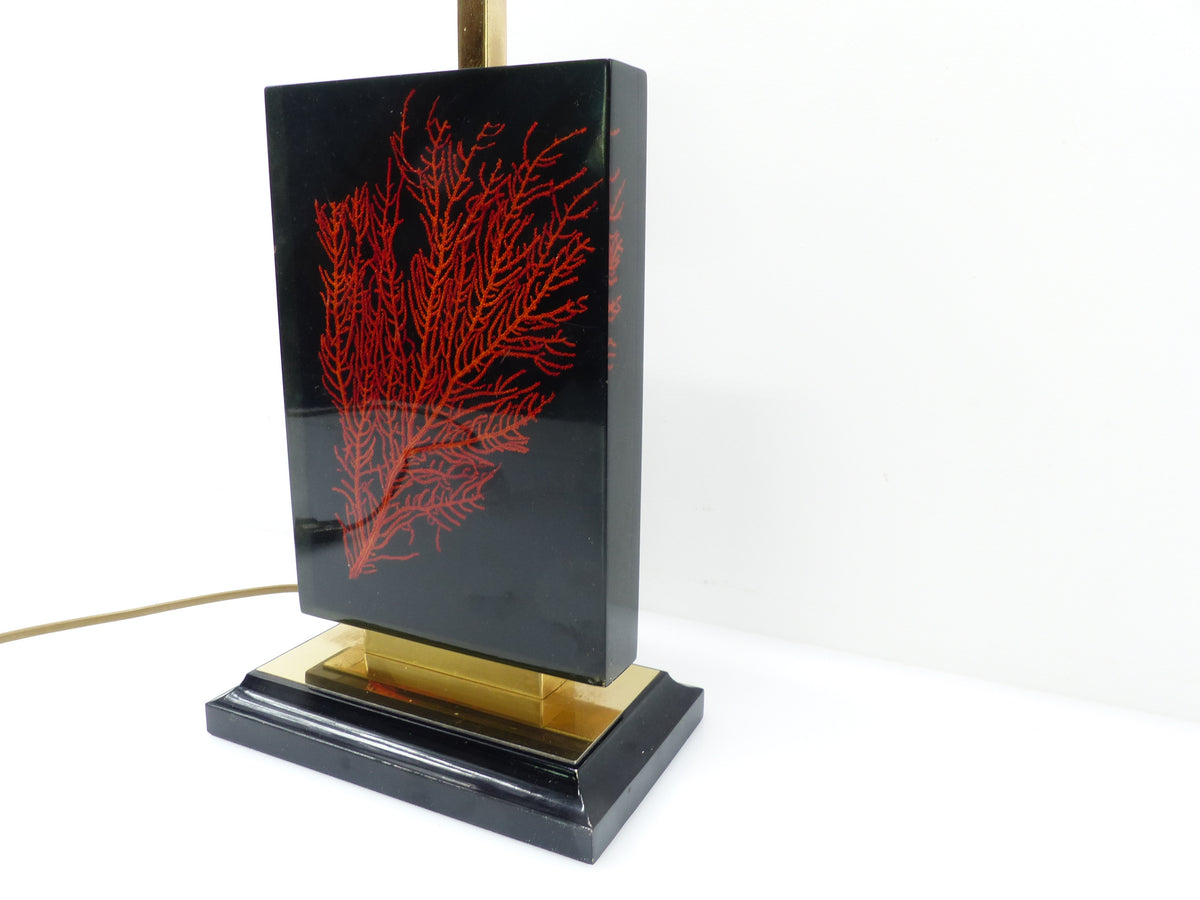 Maison Le Dauphin – “Caraïbes” Table Lamp with Red Gorgonian Inclusion – France, 1970s–80s