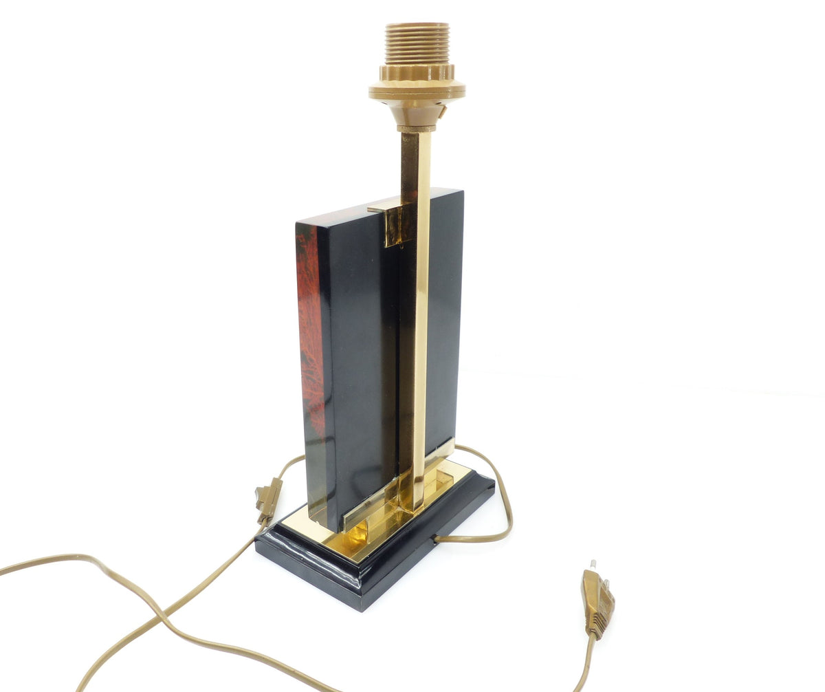 Maison Le Dauphin – “Caraïbes” Table Lamp with Red Gorgonian Inclusion – France, 1970s–80s