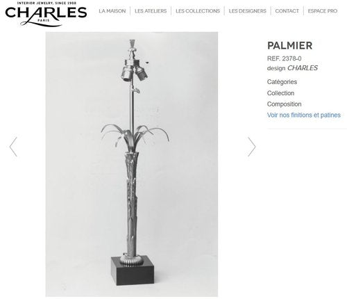 PIED DE LAMPE MAISON CHARLES « PALME »