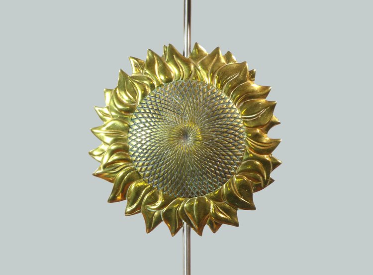 LAMPE DE TABLE MAISON CHARLES TOURNESOL EN BRONZE DORÉ 1970