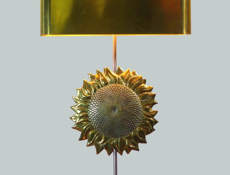 LAMPE DE TABLE MAISON CHARLES TOURNESOL EN BRONZE DORÉ 1970