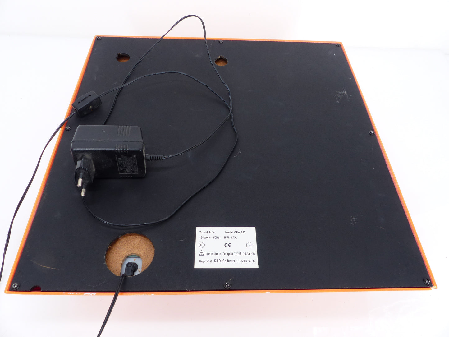 Orange plastic infinity tunnel wall mirror, 1990s