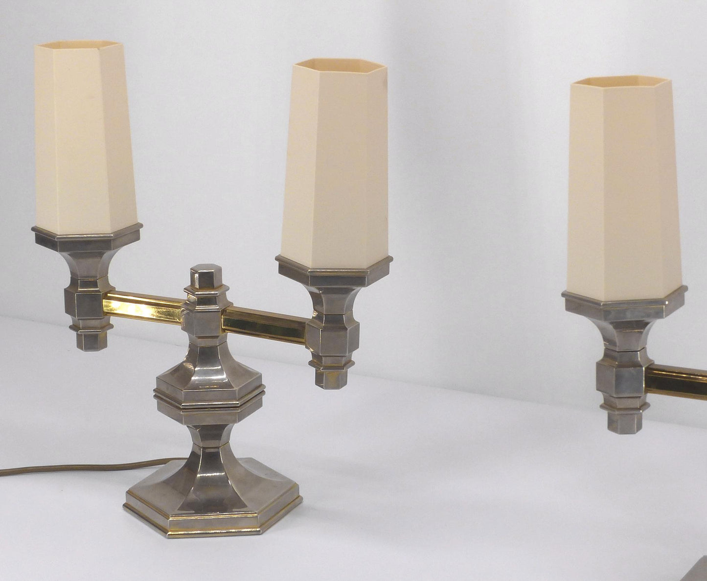 PAIR OF NAGEL CHROME-PLATED METAL CANDELABRA LAMPS 1970