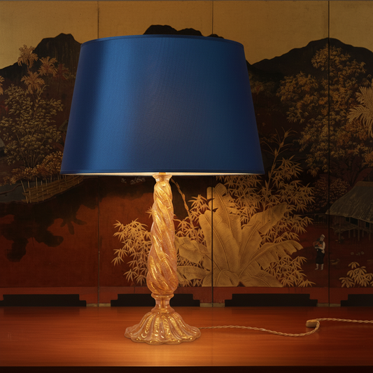 PIED DE LAMPE MURANO BAROVIER TOSO À FÛT COLONNE TORSADÉE 1960