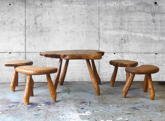 Set of table and stools in the Alexandre Noll style 1950