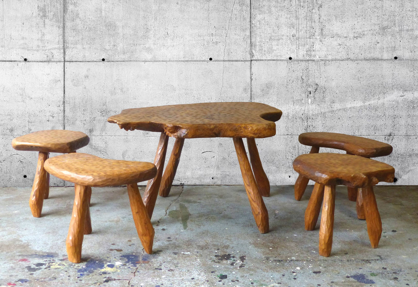 Set of table and stools in the Alexandre Noll style 1950