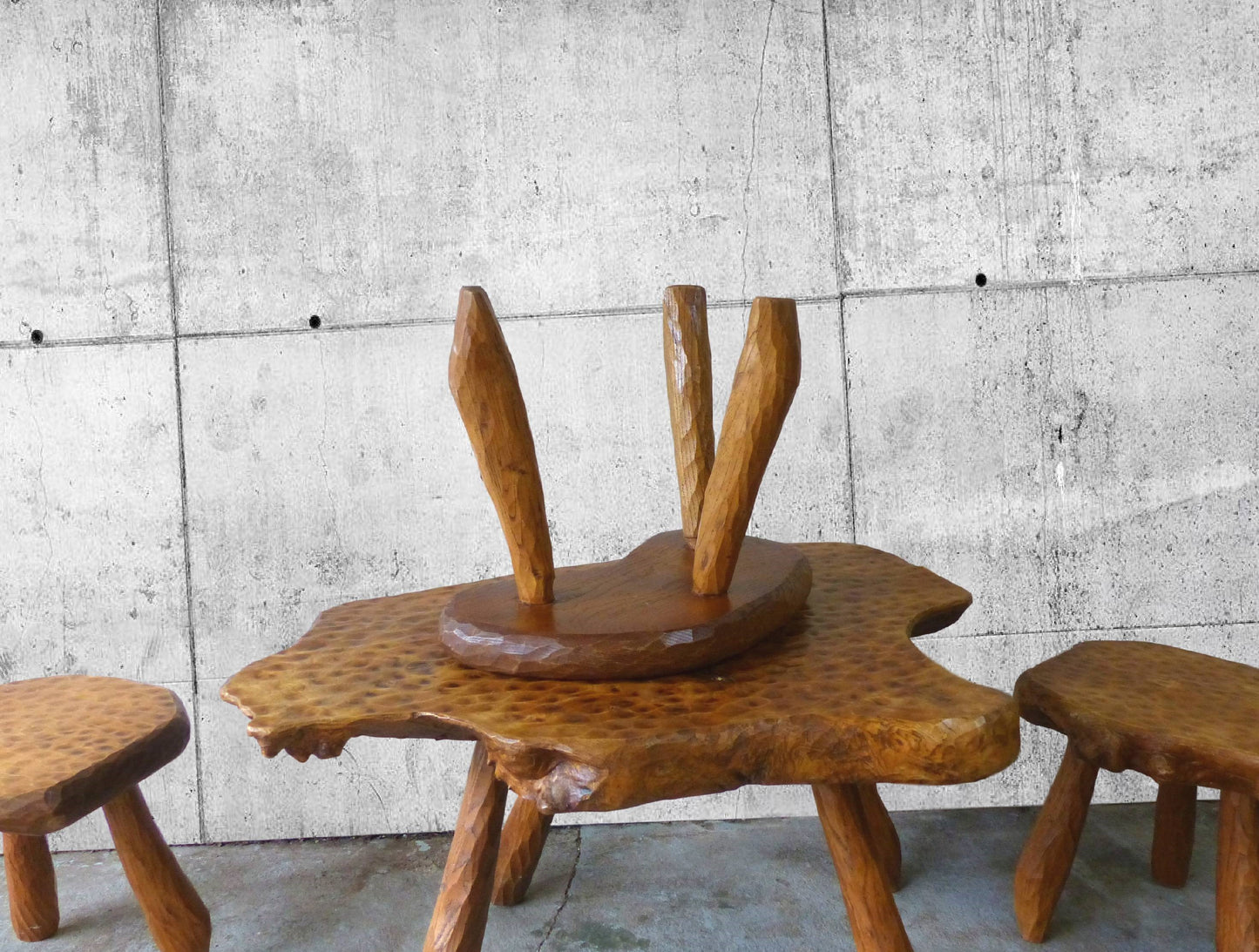 Set of table and stools in the Alexandre Noll style 1950