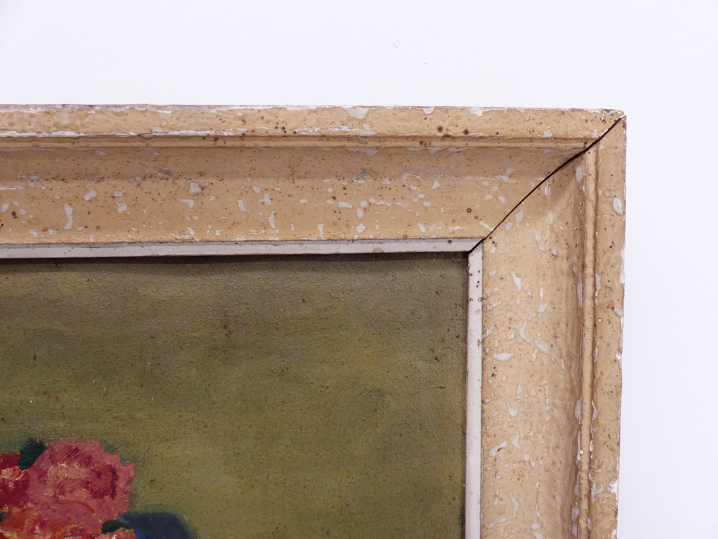 Peinture à l'huile originale représentant un nu féminin aux pivoines, signé G. Desvignes et daté 1944, École française, encadré