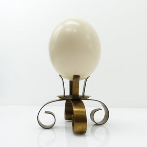Genuine Ostrich Egg on Ystad Metall Brass Stand – Sweden, circa 1960