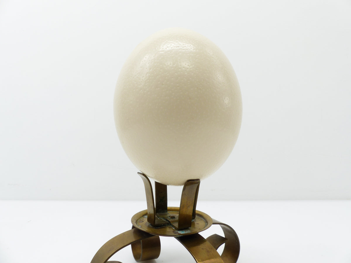 Genuine Ostrich Egg on Ystad Metall Brass Stand – Sweden, circa 1960