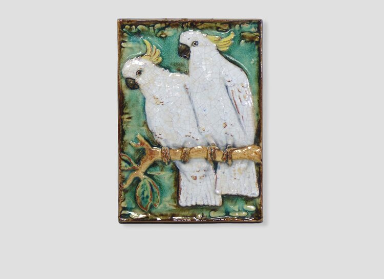 
Ceramic Wall Plaque with Parrots from Karlsruhe