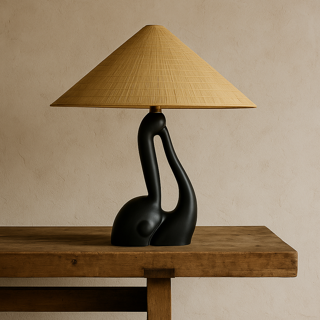 Lampe sculpturale anthropomorphe en céramique noire par Gil Agnoloni, Italie, 1950