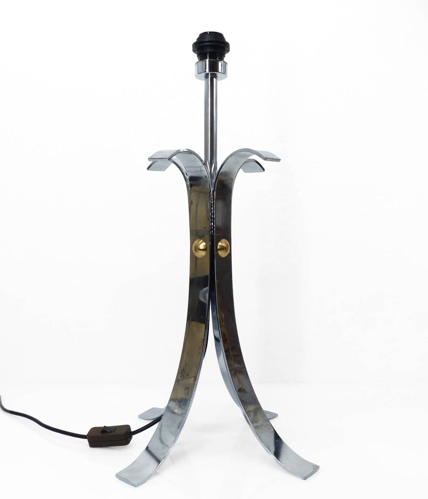 Pied de lampe quadripode en acier chromé Space Age 1970