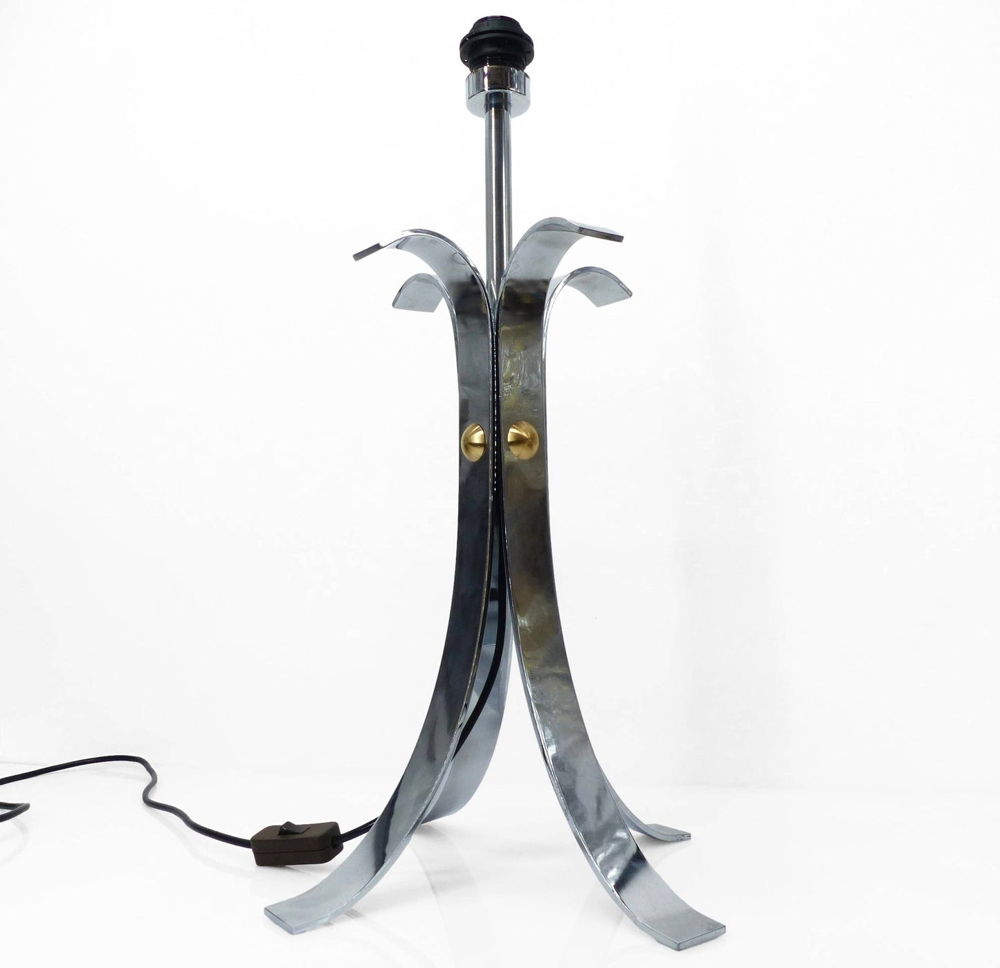 Pied de lampe quadripode en acier chromé Space Age 1970