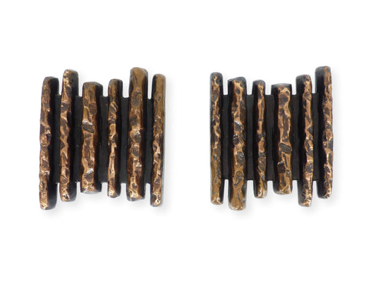 Poignées de portes brutalistes en bronze Alpan, Allemagne, circa 1970 / Brutalist bronze door handles Alpan, Germany, circa 1970