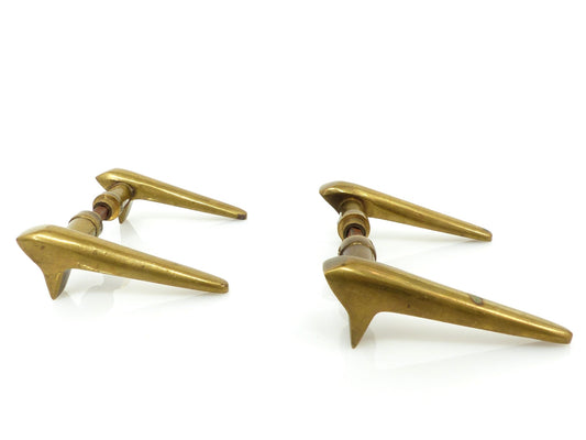 Poignées de porte modernistes en laiton massif, design européen circa 1950s – Modernist solid brass door handles 1950s