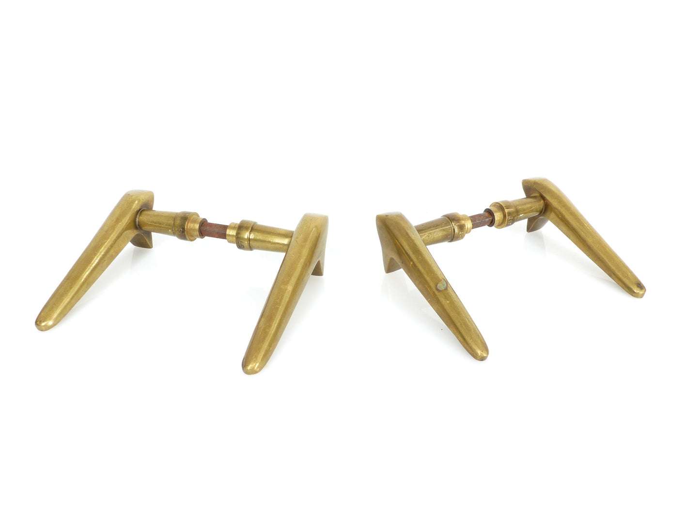 2 pairs of modernist solid brass door handles 1950–1960