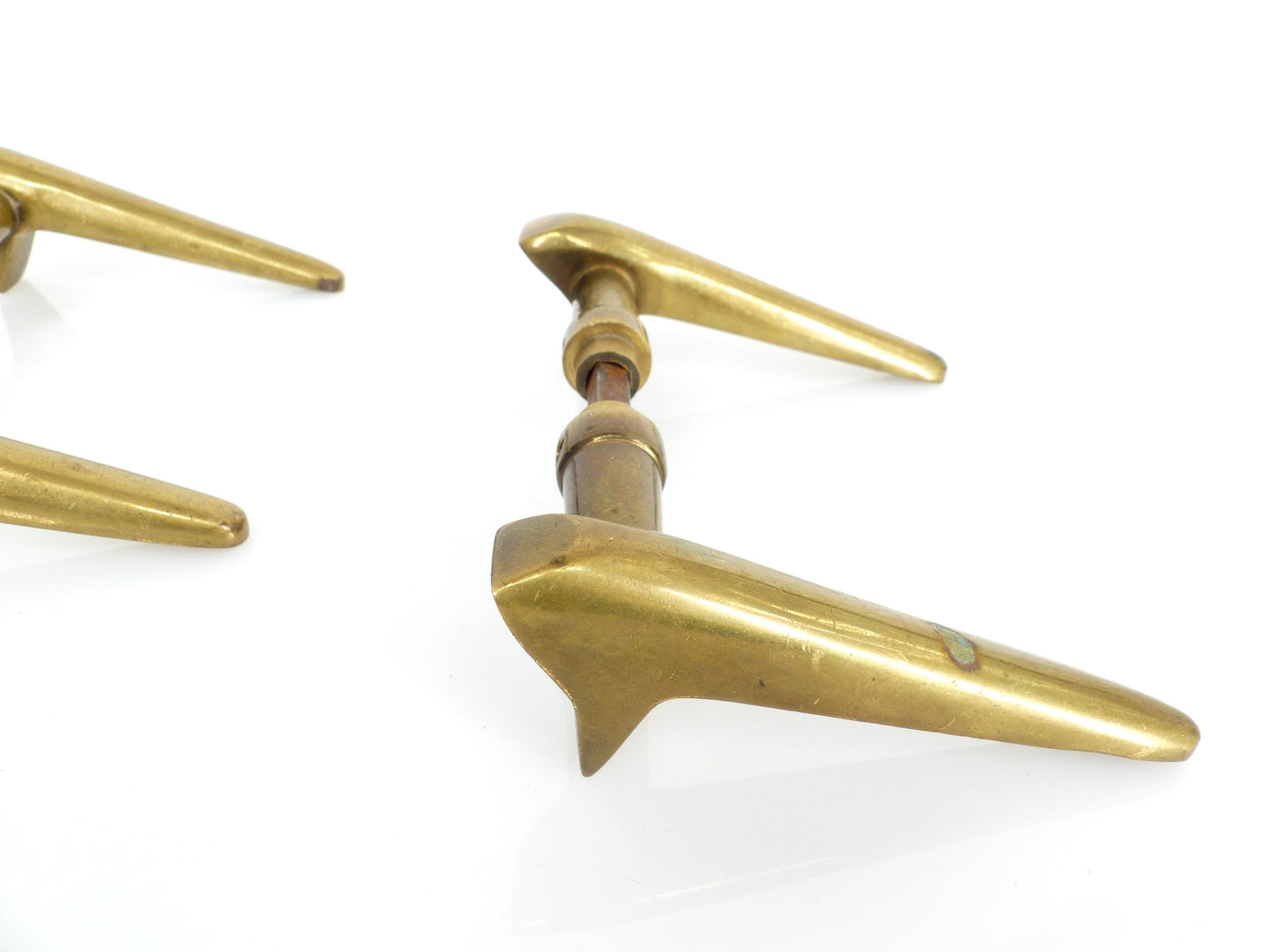 2 pairs of modernist solid brass door handles 1950–1960