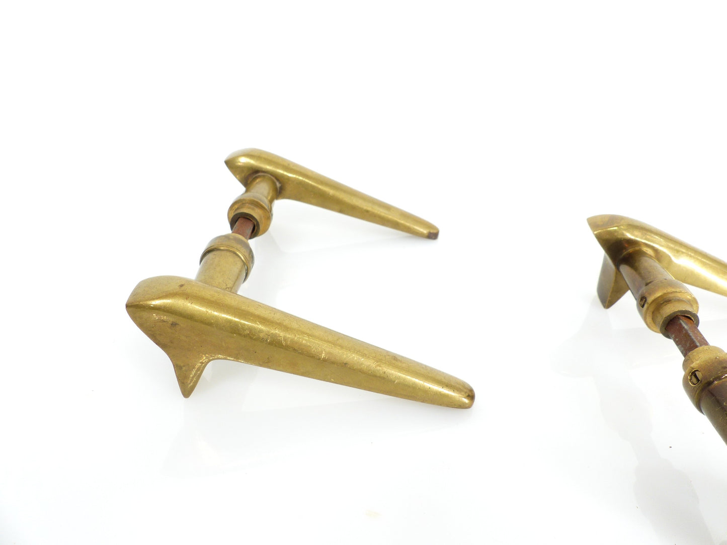 2 pairs of modernist solid brass door handles 1950–1960