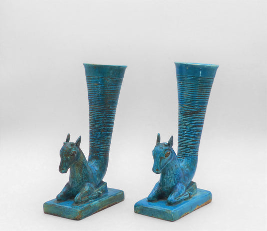 PAIR OF RHYTONS WITH PROTOMES OF GAZELLES BITOSSI 1960