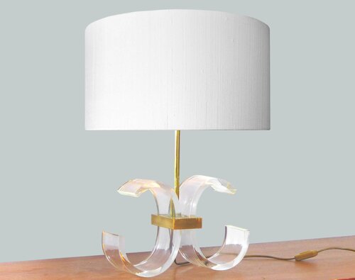 PLEXIGLASS AND GOLDEN BRASS LAMP – MICHEL DUMAS