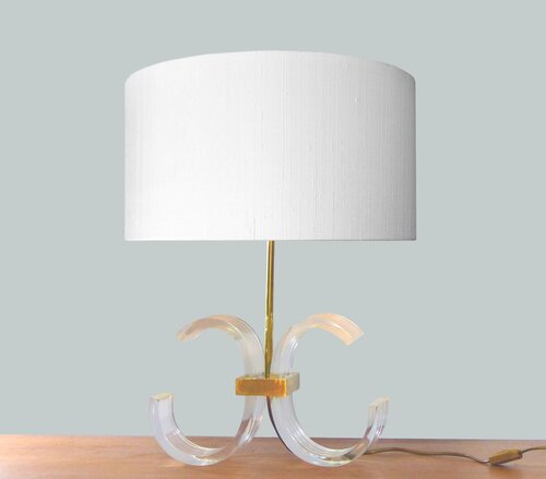 PLEXIGLASS AND GOLDEN BRASS LAMP – MICHEL DUMAS