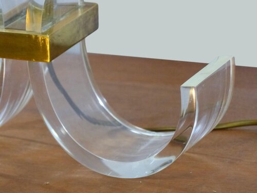 PLEXIGLASS AND GOLDEN BRASS LAMP – MICHEL DUMAS