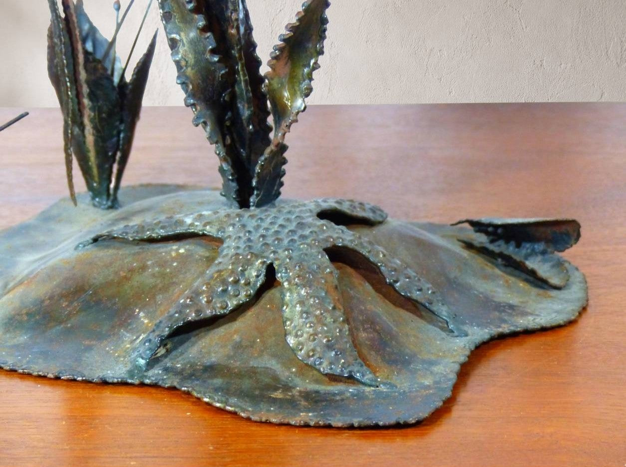 Grande sculpture brutaliste de poisson scalaire en métal soudé, circa 1970