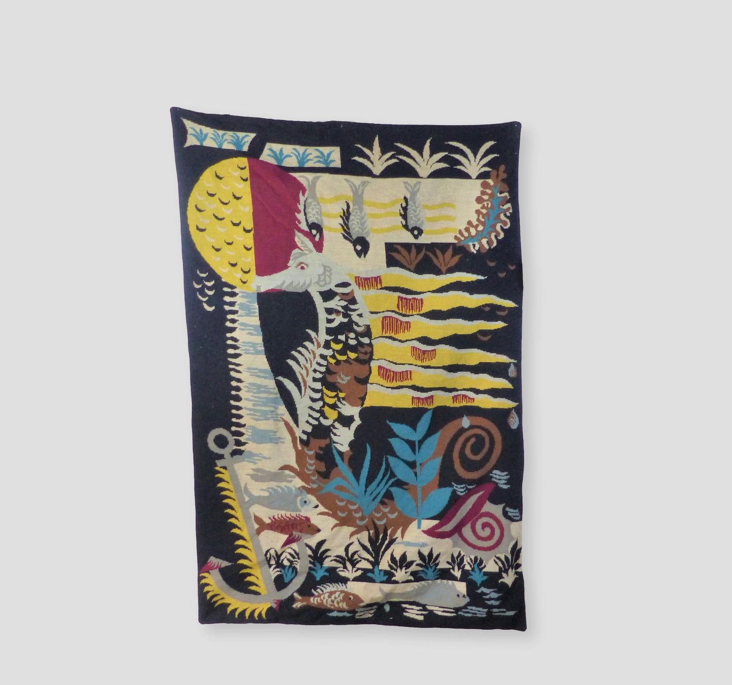 Seahorse canvas tapestry 1950