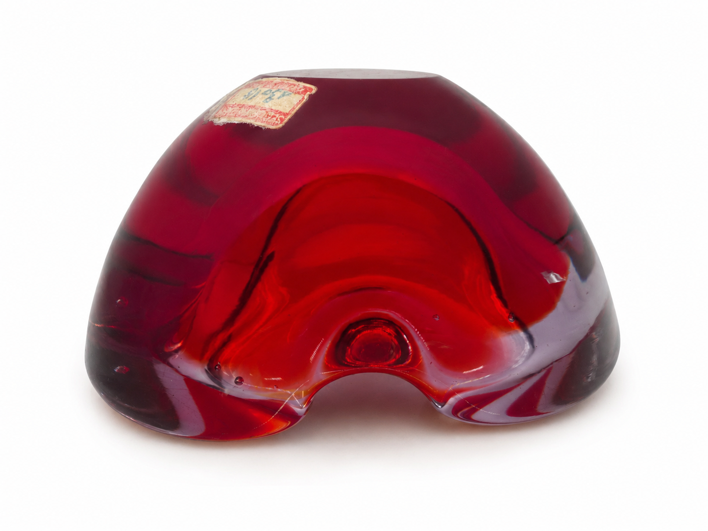 Cendrier vide-poche en verre de Murano Sommerso rouge Seguso Murano, Italie, vers 1960