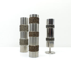 Ensemble de trois vases brutalistes BMF en métal – Allemagne, années 1970