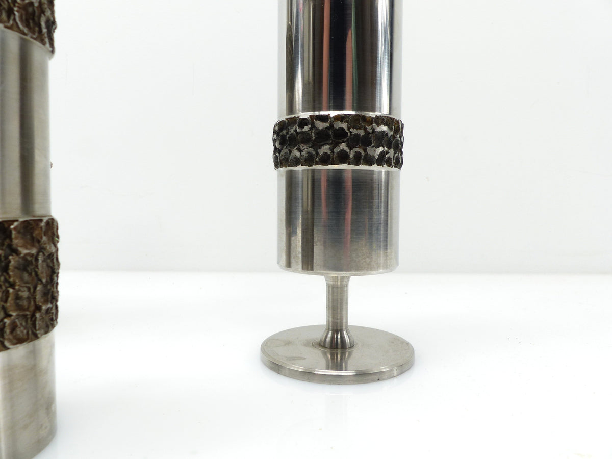 Ensemble de trois vases brutalistes BMF en métal – Allemagne, années 1970