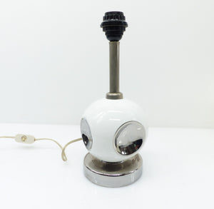 Space Age table lamp base in white ceramic and chrome – 1970s