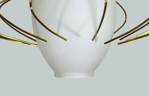 OPALINE GLASS PENDANT AND BRASS ARPS