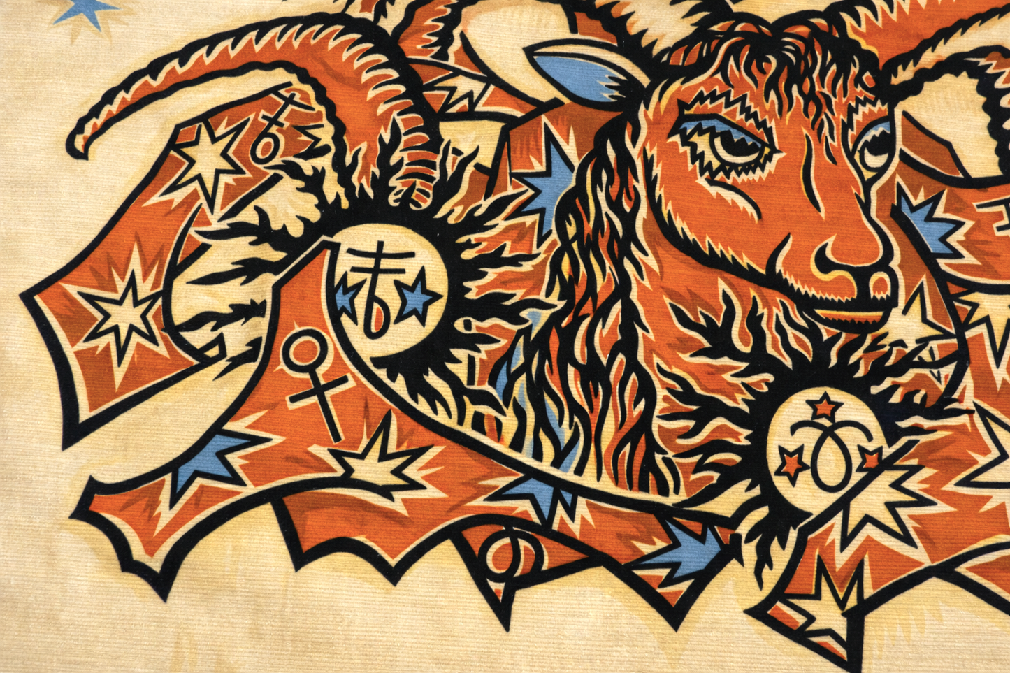 Tapisserie zodiacale Le Bélier en laine, carton d’Élie Grekoff, édition Tanit, Paris, circa 1970