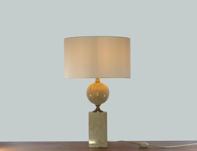 LAMPE BARBIER EN TRAVERTIN 1970 PHILIPPE BARBIER