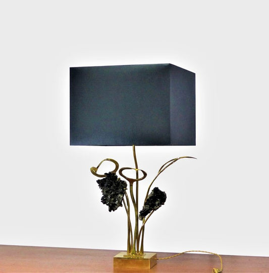 WILLY DARO BRASS AND BLACK QUARTZ LAMP